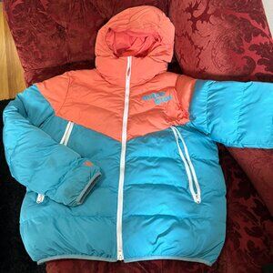 Blue/Salmon Dutch Bros Puffy Jacket- L